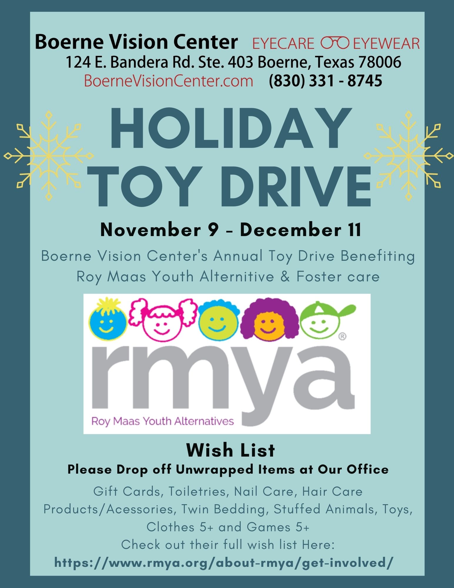 Christmas Toy Drive Boerne Vision Center