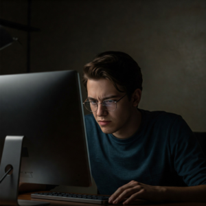 Boerne resident experiencing eye strain from prolonged computer use.