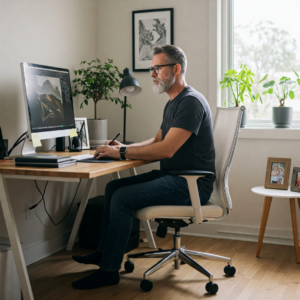 Remote worker balancing family life while working from home
